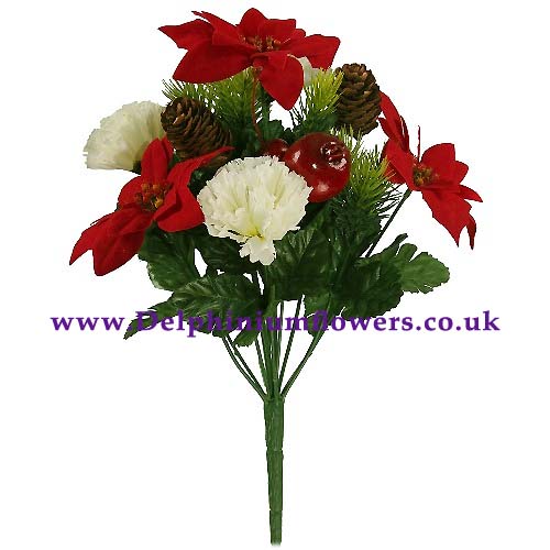 Christmas Cemetary Grave Flowers - Red, White & Green